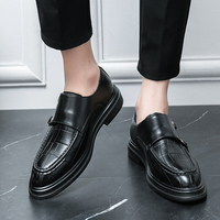 Große Größen 38-46 Herren Doppelmonkstrap-Schuhe in Schwarz und Braun, geprägte formelle Business-Schuhe.