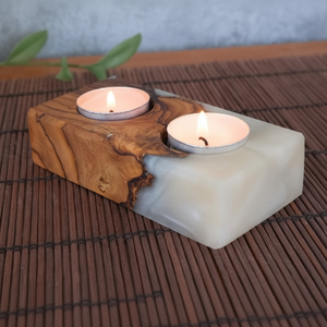 ที่ใส่เทียนทำมือจากไม้เคลือบเรซิ่นอีพ็อกซี่หลากสีสัน เป็นมิตรกับสิ่งแวดล้อม เหมาะสำหรับตกแต่งบ้าน งานปาร์ตี้ สไตล์งานฝีมือ - Product Image 1