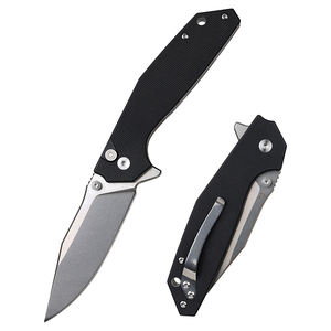 سكين جيب قابل للطي بتصميم بسيط وشفرة من فولاذ D2. أداة للتخييم والبقاء على قيد الحياة والدفاع عن النفس في الهواء الطلق. مصنوع من مادة G10 باللون الأسود. - Product Image 1