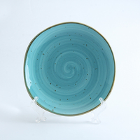 Service de table en céramique rustique de style nordique moderne, couleur turquoise, émaillé, vaisselle de restaurant, porcelaine