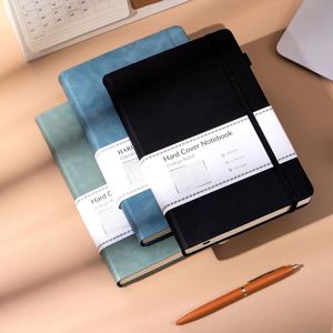 A5 Black Blue Leather <b>Journal</b> Supplements for Men/Women Thick Lined Pages Thermal Binding PU Cover for School <b>Journal</b> - Product Image 3