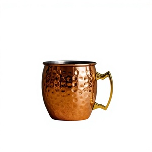 Gift Ideas Hot Selling 100% Copper Moscow Mule <b>Mug</b> With Brass handle Hammered Design For Event Party Use Table Decoration - Product Image 1