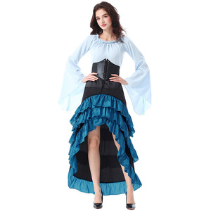 <span class=keywords><strong>Disfraz</strong></span> de Pirata Bucanero para <span class=keywords><strong>Mujer</strong></span>, Conjunto Victoriano de Halloween con Blusa, Falda con Volantes, Estilo Punk Renacentista <span class=keywords><strong>Burlesque</strong></span>, Diseño Asimétrico - Product Image 2