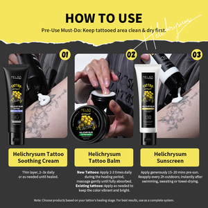 Kit de soin pour tatouages avec gel réparateur apaisant à couverture totale, baume améliorant, protection solaire SPF 30, pour les tatouages neufs et existants - Product Image 6