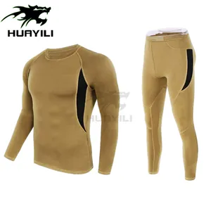 HUAYILI 100% Cotton Men's Thermal Underwear Set for Mens Long Johns Sports Quick Dry Tactical Fleece Thermal Underwear