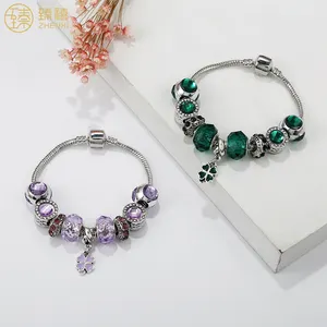 ZHENXI 2023 Offre Spéciale amitié célèbre marque trèfle à quatre feuilles breloque bricolage résine alliage perles Bracelet Bracelet pour femmes fille enfants