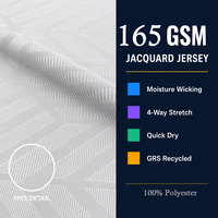 Tissu Jacquard Blanc Prêt à la Sublimation en Polyester Recyclé pour la Fabrication Textile, Jersey Tricoté 100% Polyester 165GSM pour le Sport