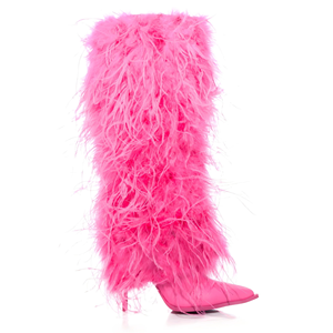 מפעל <span class=keywords><strong>oem</strong></span> הצביע הבוהן מעל הברך בחורף מעצב מותאם אישית עקבים גבוהים פרווה נעליים נעליים נשים נעלי יוקרה אמיתי - Product Image 3