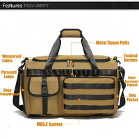 Sac de sport tactique unisexe GAF 800D en Oxford camouflage avec compartiment à chaussures, fermeture éclair et fermoir, étanche, capacité 56-76L