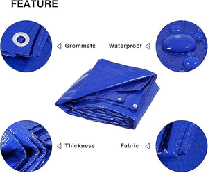 Bâche en plastique bleue imperméable en polyéthylène pour couverture extérieure, vente en gros d'usine à prix abordable - Product Image 2