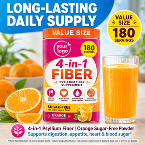 Complément alimentaire végétalien sans sucre à l'orange et aux fibres de psyllium pour la santé digestive, favorisant une meilleure digestion et une sensation de léger, soutient le métabolisme sain. - Product Image 3