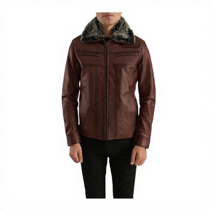 Custom Leather Brown Plus Size Long Stand Collar Bomber <b>Jacket</b> for Men Winter Warm Shearling Fur Flight B3 Pilot <b>Jacket</b> - Product Image 1
