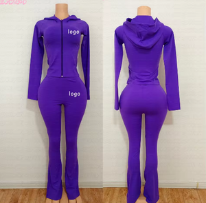 Conjunto de Dos Piezas Personalizado con Logotipo para Mujer, Compuesto por Sudadera con Capucha y Pantalones Cortos, Ideal para Deportes y Fiestas - Product Image 2