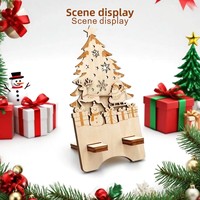 Support de téléphone intelligent 3D en bois personnalisé en gros, découpé au laser, support de bureau creux, artisanat en bois imprimé UV pour promotion d'entreprise