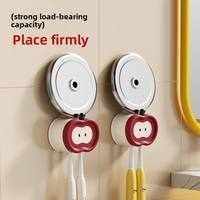Support mural multifonctionnel en plastique pour brosse à dents, motif petite pomme de dessin animé, sans perçage, non pliable, pour salle de bain