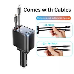 ที่ชาร์จไฟในรถ4 IN1แบบชาร์จเร็ว USB สายคู่ <span class=keywords><strong>Type</strong></span> <span class=keywords><strong>C</strong></span> อะแดปเตอร์ที่จุดบุหรี่ชาร์จเร็ว - Product Image 6