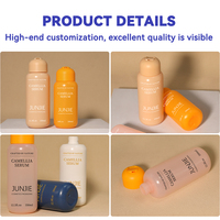 Flacon cylindrique en plastique rose et blanc de 350 ml, toucher doux, pour lotion corporelle, après-shampoing, gel douche, shampoing, avec bouchon à clapet souple