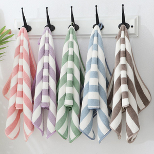 Bán buôn mềm khách sạn Khăn vuông tùy chỉnh san hô nhung sang trọng <span class=keywords><strong>Terry</strong></span> sọc khăn tắm - Product Image 1