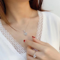 Bijoux en cuivre zircon cubique micro pavé colliers imité plaqué rhodium mariage coeur CZ pendentif collier pour femmes