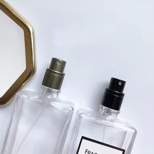 Flacon de parfum en verre portable de 50 ml, carré, imprimé sérigraphié, avec pompe pulvérisatrice, emballage séparé haut de gamme, pour huiles parfumées - Product Image 2