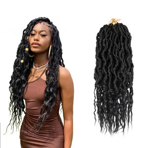 Venta caliente Queen LOCs Curly Ends cabello trenzado Ombre <span class=keywords><strong>dos</strong></span> tonos crochet Cabello sintético 16 pulgadas 24 pulgadas extensiones de cabello para <span class=keywords><strong>trenzas</strong></span> - Product Image 4