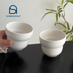 Taza de leche Cuppino de cerámica de estilo japonés, taza de café de gres, taza de té de cerámica blanca - Product Image 1