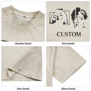 เสื้อยืดพิมพ์ลายกราฟิกสีขาวสไตล์วินเทจทรงบ็อกซี่ผ้าคอตตอนหนาพิเศษสำหรับผู้ชาย แนวสตรีทแวร์ลำลอง ไซส์ใหญ่พิเศษ - Product Image 3