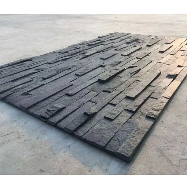 Natural Slate Black Culture Stones Veneer Wall Cladding Tiles For Flooring And Wall