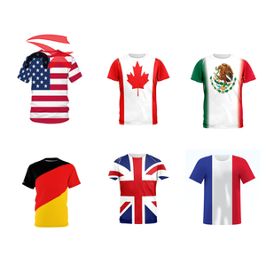 USA Canada Mexico Germany UK France Full Logo Fans Decoration Polyester American Flag t Shirt Gym for Sublimation Printing