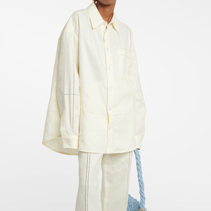 Nuova Camicetta da <span class=keywords><strong>Donna</strong></span> Retrò Casual in <span class=keywords><strong>Lino</strong></span> e Cotone, Maniche Lunghe, Elegante e alla Moda, <span class=keywords><strong>Oversize</strong></span> con Ricami per l'Estate - Product Image 1