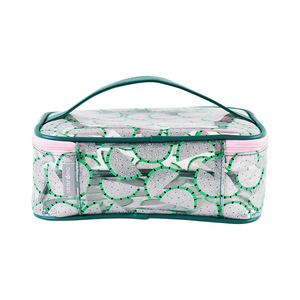sedex Clear PVC <b>Makeup</b> Bag With Lips And Diamond Print Waterproof Cosmetic Case <b>For</b> Travel Toiletry <b>Storage</b> With Zipper - Product Image 2