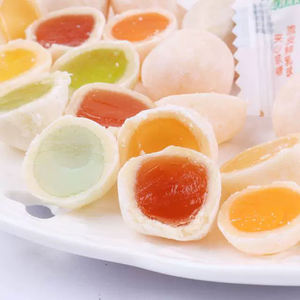 Di alta qualità fruttato gommoso caramella gommoso latte rivestito di marmellata di zucchero zucchero morbido masticabili in sacchetto di imballaggio - Product Image 1