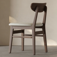 Chaise de salle à manger moderne en bois massif avec siège rembourré, chaise de salle à manger nordique en noyer, chaise de cuisine contemporaine pour restaurant