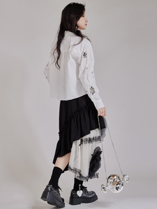 Automne Chic femmes chemises courtes à manches longues et chemisiers haut décontracté orné de perles robustes pour vêtements de rue - Product Image 6