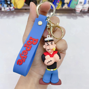 Nuevo llavero de goma suave de Popeye de fábrica, llavero de pareja de dibujos animados, mochila, accesorios colgantes para coche, juguetes 3D, llaveros - Product Image 6
