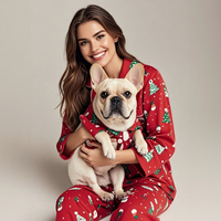 Ensemble de pyjama familial pour animaux de compagnie en coton pur, écologique et tendance, polyester respirant et confortable, vêtements de Noël pour chien