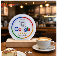 Tempat Kartu Ulasan Google NFC Kayu Beech, Tap untuk Ulasan, Penyangga Display Kayu untuk Bisnis Hospitality, Tersedia