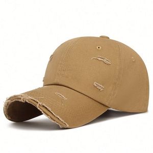 Hot Selling Distressed Dad <b>Hat</b> Fringed Worn Out Blank Baseball <b>Hat</b> Custom Embroidery Logo Available Sports Cap - Product Image 1