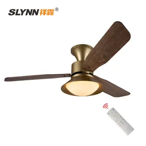 SLYNN Luxury Golden LED Chandelier Ceiling Fan Nordic 110V 220V Wood Blade Ceiling Fan With Lamp