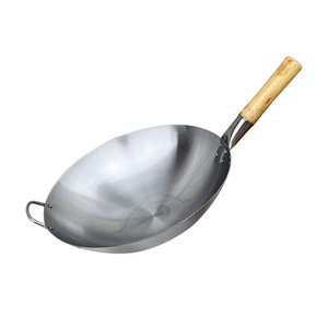 <span class=keywords><strong>Wok</strong></span> de Acero de Varios Tamaños con Mango de Madera Antideslizante, Utensilios de Cocina Profesionales para el Hogar, Catering y Cocina Comercial - Product Image 1