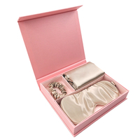 Ensemble 100% pure soie de mûrier, taie d'oreiller et masque de nuit en soie brodée sur mesure, et chouchou en soie.