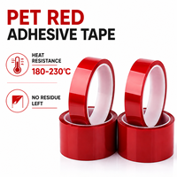 Ruban adhésif isolant antistatique en polyester rouge, résistant à la chaleur, auto-adhésif, simple face, en silicone PET