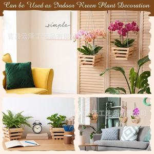 Wooden hanging flower pot <b>basket</b>, indoor balcony decorative <b>plant</b> hanging <b>basket</b>, multi-purpose outdoor flower pot orchid - Product Image 3
