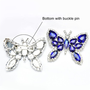 Borboleta inseto pinos cristal combinado Metal base requintado strass broche fivela para vestuário decorativos botões sapatos vestido - Product Image 2