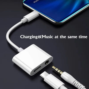 <span class=keywords><strong>Adaptateur</strong></span> audio 2 en 1 direct d'usine USB C vers 3.5mm type-c/double câble auxiliaire de charge de type C pour connecteur d'écouteurs filaires Samsung - Product Image 4