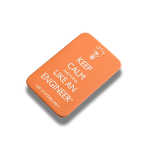 Aimant de réfrigérateur souvenir en cuir PU imprimé UV orange rectangulaire personnalisé - Product Image 1