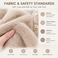 Ensemble grenouillère bébé ours en peluche douillette à manches longues avec chaussons intégrés, catégorie A, unisexe, nouveau-né, nourrisson, tout-petit, avec bonnet ours