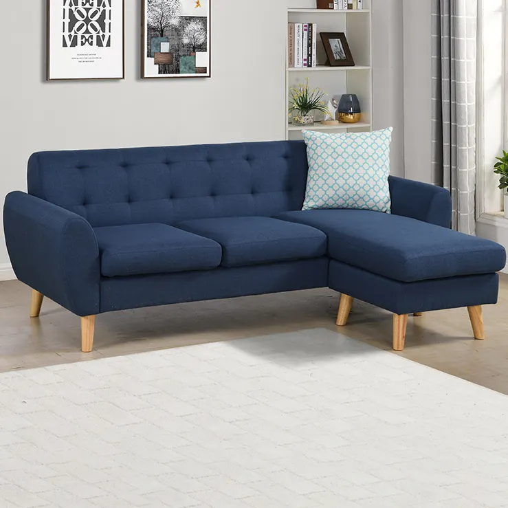 Kwaliteitsborging Moderne Blauw 3 Zetels Houten Folding Opvouwbaar Bedsofa Convertible Houten Bed Cum Komen Sofa