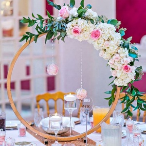 Gold Round Iron Wedding Arch Flowers <strong>Balloon</strong> Kit Backdrop Stand <strong>Table</strong> Centerpiece <strong>Decoration</strong> for Party Express Shipping - Product Image 3