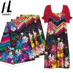 Henry Flower Multicolor Dress Fabric poliestere tessuti stampati digitali per abbigliamento Luxury Fashion Woman Lady Cloth